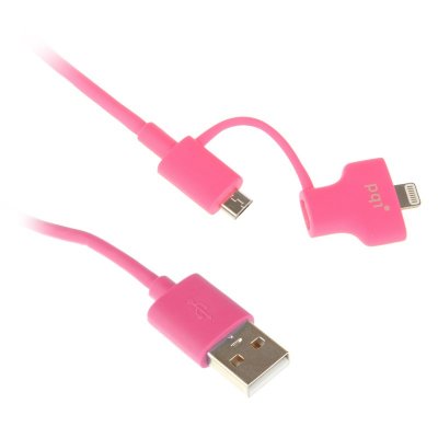   PQI USB to Lightning/MicroUSB 90cm  iPhone/iPad/iPod Pink PQI-iCABLE-DuPlug90-PK