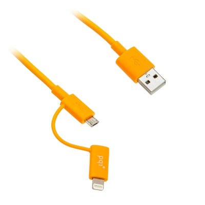    PQI USB to Lightning/MicroUSB 90cm  iPhone/iPad/iPod Orange PQI-iCABLE-DuPlug90-OR