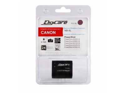    DigiCare PLC-8L/ NB-8L  Canon PowerShot A2200 IS, A3200 IS, A3300 IS, A3000 IS, A3100