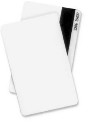    Datacard CR80/030, PVC Composite, White, w/ 1/2 in. Hi Co Mag Stripe, Tray