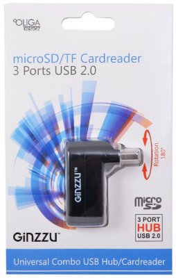    Ginzzu GR-413UB USB 2.0 3 port +microSD cardreader