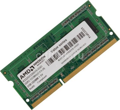       SO-DDR3 2Gb PC10600 1333MHz AMD R332G1339S1S-UGO OEM green