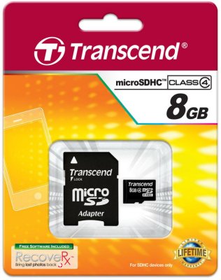     Transcend MicroSD(TransFlash) 8Gb HC Class4 +  SD / TS8GUSDHC4