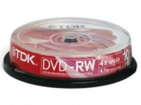   TDK DVD-RW47CBNC10-W  DVD-RW 4.7 , 4x, 10 ., Cake Box