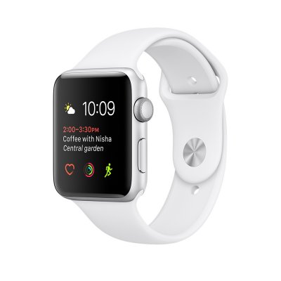    Apple Watch Series 3 GPS, 38 mm Silver Aluminium Case with White Sport Band (MTEY2RU/A)