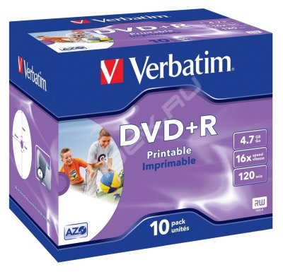     Verbatim DVD+R 4,7Gb 16x Jewel Case Printable 10p