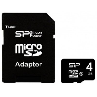     MicroSD 4Gb Silicon Power (SP004GBSTH004V10-SP) Class 4 microSDHC + adapter