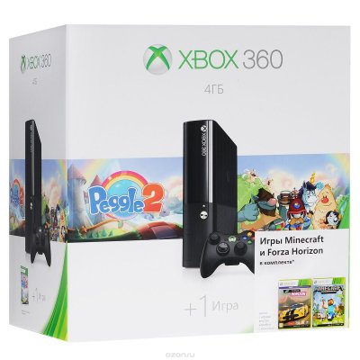     Microsoft XBox 360 E 4Gb + 3 : Peggle 2 + Forza Horizon + Minecraft