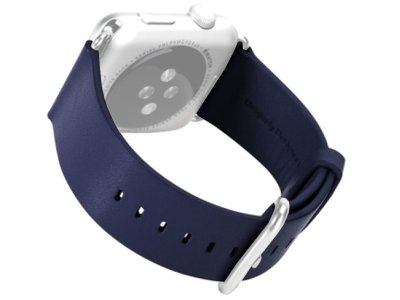    APPLE Watch 42mm ROCK Genuine Leather Watchband Navi Blue