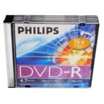   DVD-R Philips 4.7 , 16x, 5 ., Slim Case, Color, (5746),  DVD 
