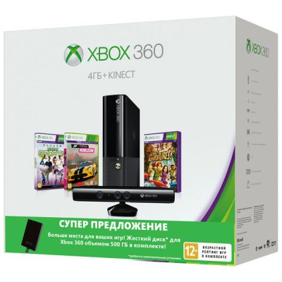   XBOX 360 4  Kinect bundle   Forza Horizon, Kinect Sports     500 