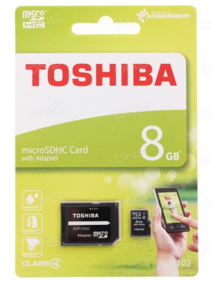     MicroSD 8Gb Toshiba M102 (THN-M102K0080M2) Class 4 microSDHC + Adapter