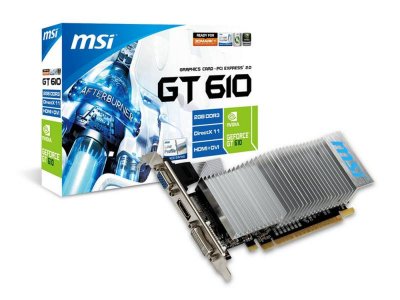    MSI PCI-E N610GT-MD2GD3/LP GeForce with CUDA GT610 2Gb DDR3 (64bit) DVI VGA HDMI Retail