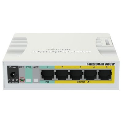    Mikrotik RB260GSP, 1xSFP, 5x10/100/1000 Gigabit Ethernet, PoE