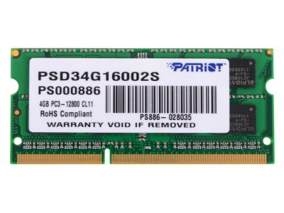    SO-DIMM DDR3 4Gb (pc-12800) 1600MHz Patriot (PSD34G16002S)