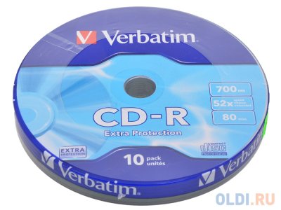    CD-R 80min 700Mb Verbatim 52x Shrink/10 43725