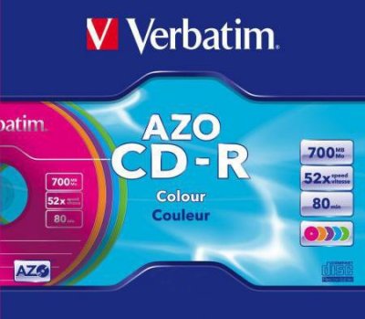    CD-R Verbatim 700Mb 52x DataLife+ Slim Color (1 ) (43308)