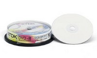   DVD-R TDK 4.7 , 16x, 10 ., Cake Box, Printable, (DVD-R47PWWCBED10),  DVD 