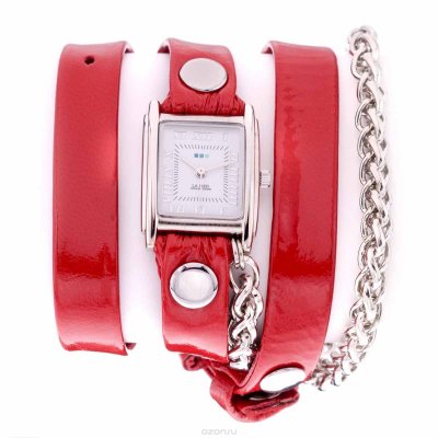      La Mer Collections "Chain Motor Red Patent Silver". LMCW4013x