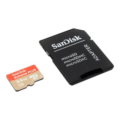     64Gb - SanDisk - Micro Secure Digital Extreme Plus Class 10 SDSQXSG-064G-GN6MA  