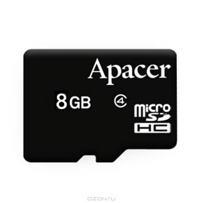   (AP8GMCSH4-RAM)   Apacer,  microSDHC, 8 , class 4, (  ) 