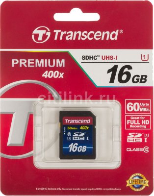   Transcend   microSDHC Premium, 16 , Class 10 U1 UHS-I,  60 /, 400x,  