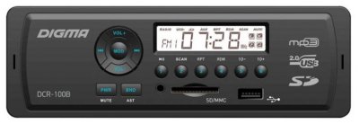    Digma DCR-100B USB MP3 FM 1DIN 4x45  