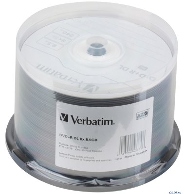    DVD+R 8.5Gb Verbatim 8x CB/50 Double Layer WHITE 43779