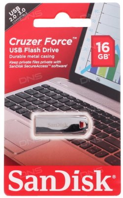   SanDisk SDCZ71-016G-B35  USB 2.0 16GB Cruzer Force, Silver