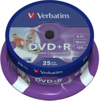   DVD+R Verbatim 4.7 , 16x, 25 ., Cake Box, (43539), Photo Printable,  DVD 