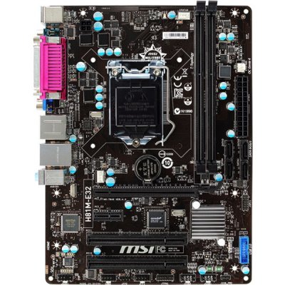     MSI H81M-E32 Socket1150 Intel H81 2xDDR3 1xPCI-E x16 1xPCI-E x1 2xPCI 2xSATAI 2xSA
