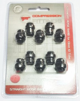   TFC Straight Hose Barb Fitting - 1/2" (13mm) ID - BLACK PLATED - 10-PACK