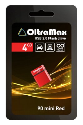    USB Flash Drive 4Gb - OltraMax 90 Mini Red OM004GB-mini-90-R