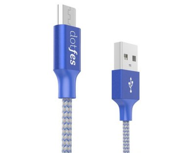     Dotfes USB - Micro USB A06M 2.5A 1m Blue 14650
