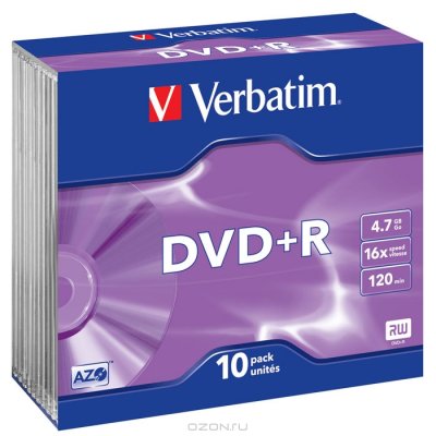   DVD+R Verbatim Matt Silver 4.7Gb 16x 10 .,Slim Case (43657)
