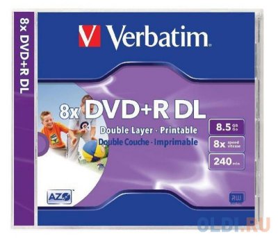    DVD+R Verbatim double layer 8x 8.5Gb Jewel 1  Printable 43665/43664