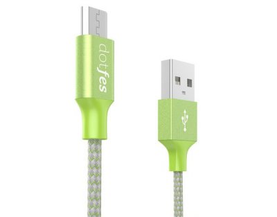     Dotfes USB - Micro USB A06M 2.5A 1m Green 14651