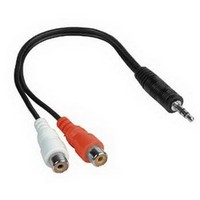    Cable, 3.5 mm Stereo Jack Plug - 2 RCA Sockets, 0.15 m