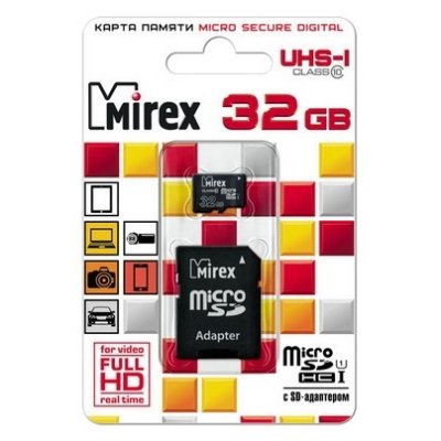     Mirex microSDHC Class 10 UHS-I U1 32GB + SD adapter