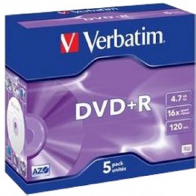  DVD+R Verbatim 4.7 , 16x, 5 ., Jewel Case, Matte Silver, (43497),  DVD 