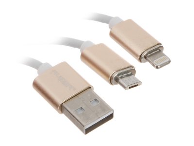     AUZER USB 2  1 to Lightning 8 pin/micro USB 2A White AC-MWT