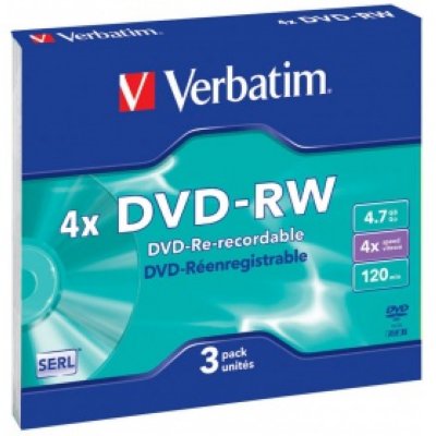  - Verbatim DVD-RW 4.7  4x 3 . Branded Jewel Case (43635)