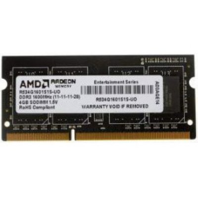     SO-DIMM DDR-III AMD 4Gb 1600Mhz PC-12800 (R534G1601S1S-UO) OEM