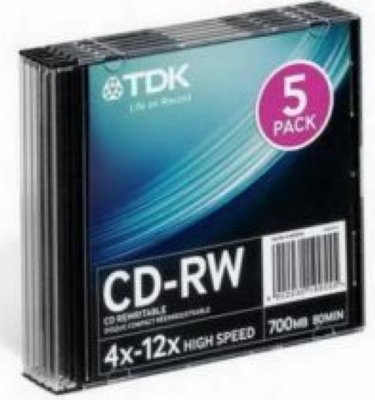    CD-RW TDK 700 , 80 ., 1-4x, 5 . Slim Case, (CD-RW700MSCA5-LC),  -