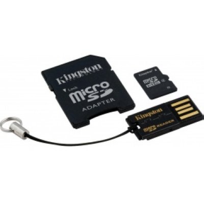     MicroSD 8Gb Kingston (MBLY4G2/8GB) Class 4 microSDHC + Adapter + USB Reader