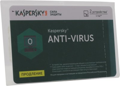     Kaspersky Anti-Virus Russian 2-Desktop 1 year Renewal Card KL1171ROBFR