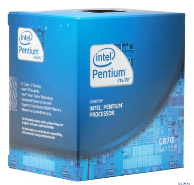    CPU Intel Pentium G870 BOX 3.1 /2core/SVGA HD Graphics/0.5+ 3 /65 /5 / LGA1155
