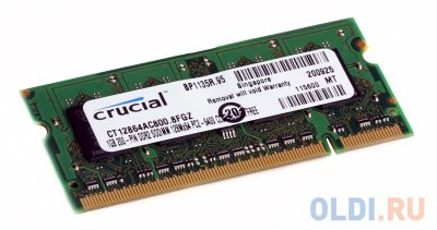       SO-DDR2 1Gb PC6400 800MHz DDR2 SODIMM Crucial CT12864AC800