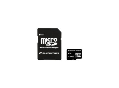     Silicon Power micro SDHC Card 4GB Class 6 + SD adapter