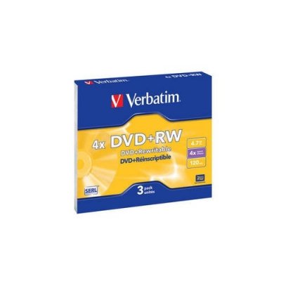    DVD+RW Verbatim 4.7Gb 4x, 3 ., Matt Silver, Slim Case (43636)